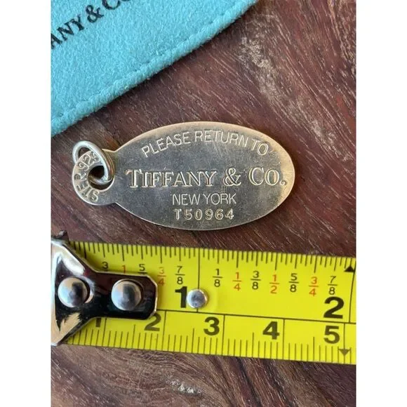 Tiffany & Co Please Return To Sterling Silver 925 Oval Tag Charm Pendant - Picture 5 of 8